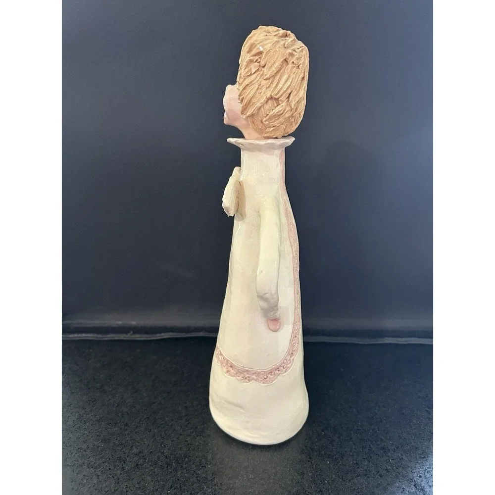 Olivia Boye Angel Ceramic 13in Hand Painted Ivory Pink Signed decanter
